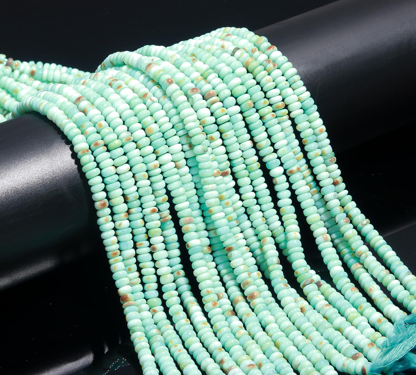 Peruvian Blue Opal Rondelle Beads, 5-6 MM and 6-7 MM Peru Blue Opal Smooth Rondelle Gemstones Beads for Handmade Jewelry Making & Reselling
