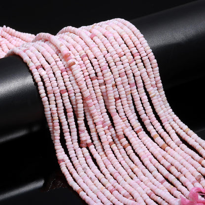 3 Strands Pink Opal Rondelle Beads 4-5 MM, 5-6 MM Pink Shaded Opal Smooth Rondelle Gemstone Beads for Handmade Jewelry Making & Reselling