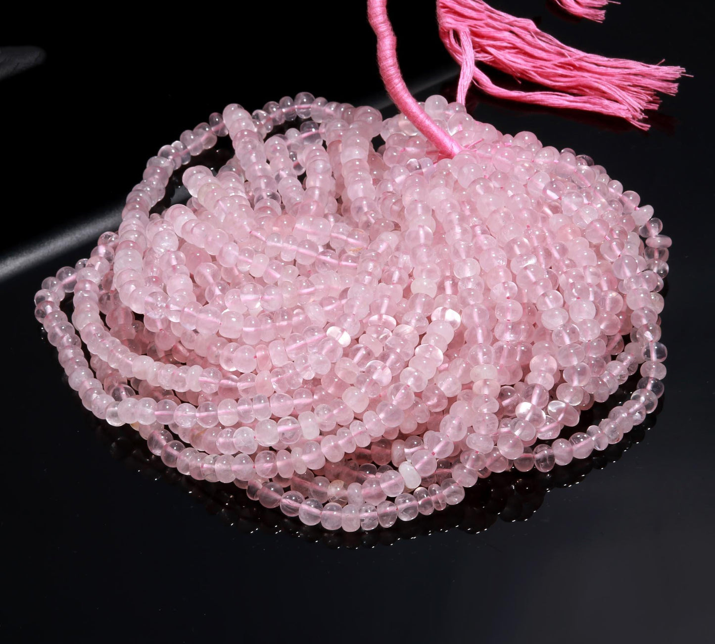 Rose Quartz Smooth Rondelle Natural Rose Quartz 6-7 MM Pink Rose Quartz Smooth Rondelle for Handmade Jewelry Making Craft & Art Supplies