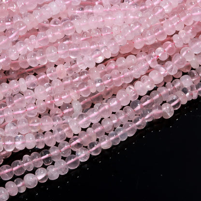 Rose Quartz Smooth Rondelle Natural Rose Quartz 6-7 MM Pink Rose Quartz Smooth Rondelle for Handmade Jewelry Making Craft & Art Supplies