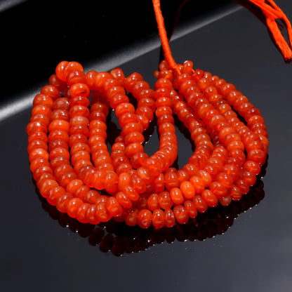 Carnelian Smooth Rondelle Beads Natural Smooth Carnelian Round Beads Caroline Round Beads for Jewelry Making Necklace & Bracelet Craft