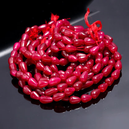 Ruby Corundum Smooth Drop Beads 9x11 - 9x15 MM Ruby Smooth Drop Beads 12" Strand Ruby Tear Beads for Handmade Designer Jewelry Making Craft