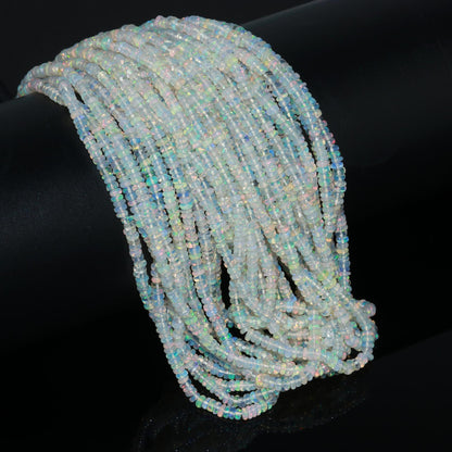 Offer Price~Top Quality~ Ethiopian Opal Smooth Rondelle Beads 3.5-4 MM Natural Multi Flash Ethiopian Opal 16” Multi Fire Ethiopian Opal Bead