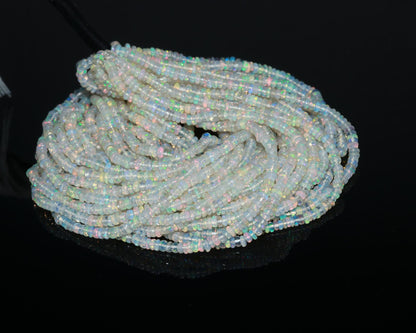 Offer Price~Top Quality~ Ethiopian Opal Smooth Rondelle Beads 3.5-4 MM Natural Multi Flash Ethiopian Opal 16” Multi Fire Ethiopian Opal Bead