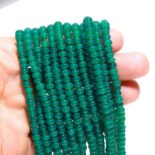 Green Onyx Smooth Rondelle Beads Natural Green Onyx Rondelle Beads 4.5-6.5 MM Green Onyx Gemstone Plain Rondelle Beads for Jewelry Making