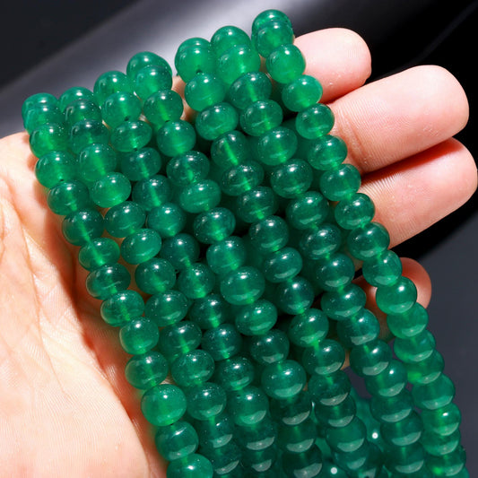 Green Quartz Smooth Rondelle Natural Quartz 7 MM - 10 MM Green Dyed Quartz Smooth Rondelle Bead for Handmade Jewelry Making Craft & Supplies