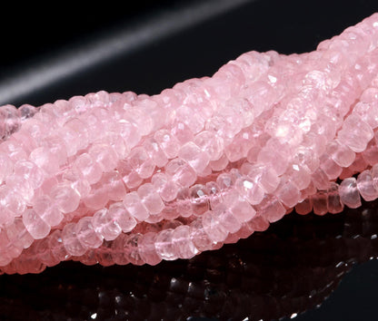 Natural Rose Quartz Faceted Rondelle Beads 6-7 MM Rose Quartz Rondelle Beads Faceted Rose Quartz Beads for Handmade Designer Jewelry Making