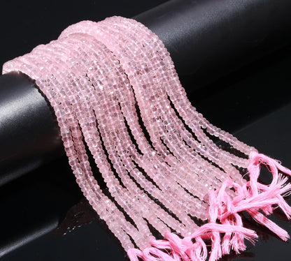 Natural Rose Quartz Faceted Rondelle Beads 6-7 MM Rose Quartz Rondelle Beads Faceted Rose Quartz Beads for Handmade Designer Jewelry Making