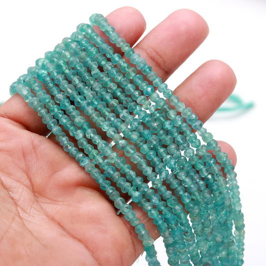 Sky Blue Apatite Faceted Rondelle Beads 4-4.5 MM Aqua Blue Apatite Beads Faceted Apatite Rondelle Beads Natural Apatite Beads for Jewelry