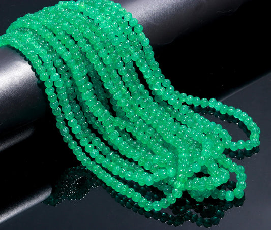 AAA Natural Green Onyx Pumpkin Beads 6-7 MM Rondelle Hand Carved Watermelon Beads 20" Green Onyx Beads for Handmade Designer Jewelry Making