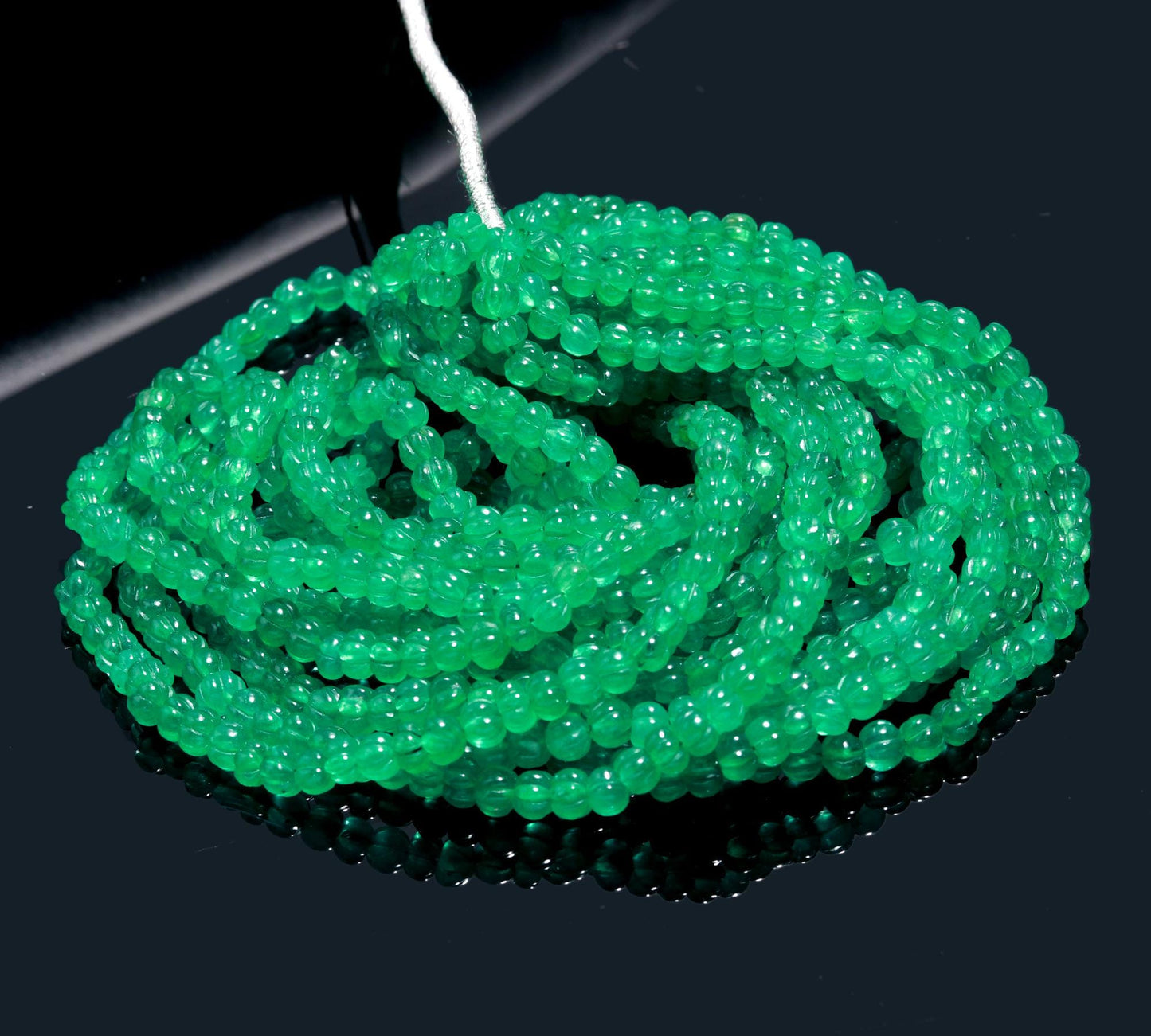 AAA Natural Green Onyx Pumpkin Beads 6-7 MM Rondelle Hand Carved Watermelon Beads 20" Green Onyx Beads for Handmade Designer Jewelry Making