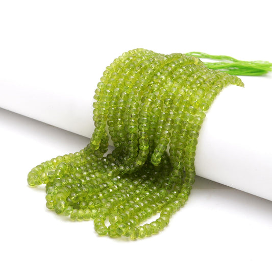 Top Quality Natural Peridot Faceted Rondelle Bead 5-7 MM Super Quality 16 Inch Deep Green Peridot Rondelle Beads for Designer Jewelry Making