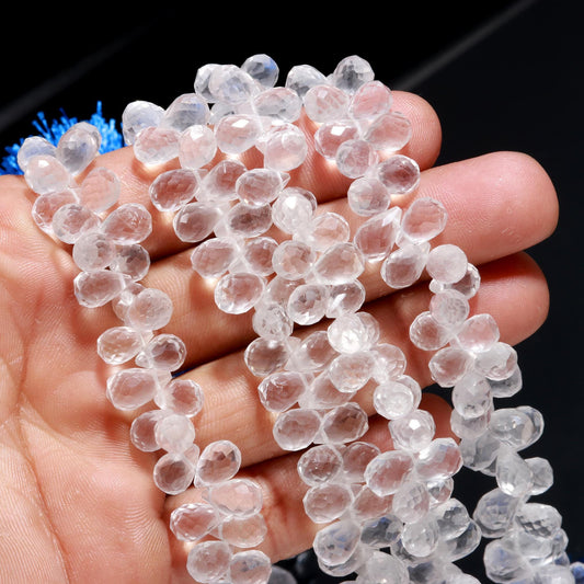White Crystal Faceted Tear Drop Beads Crystal Beads AAA Natural Crystal Clear Tear Beads for Handmade Designer Jewelry Making Craft Supplies