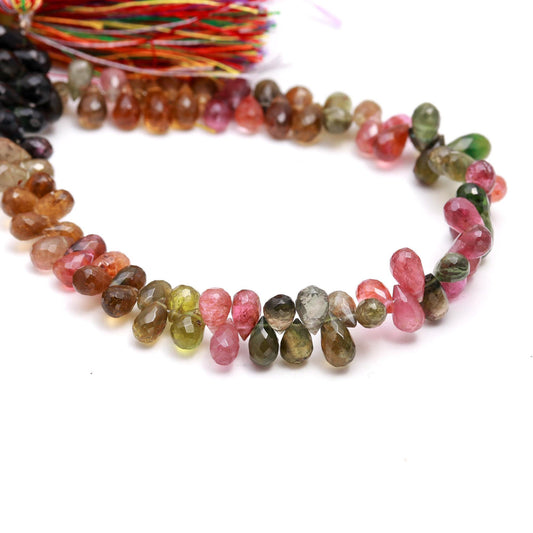 RARE Multi Tourmaline Faceted Teardrop Beads Super Quality Multi Tourmaline 4x6-5x7 MM Tourmaline Extremely Beautiful for Jewelry Making Art