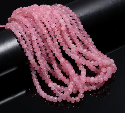 Pink Quartz Smooth Rondelle Natural Quartz 7 MM - 10 MM Pink Dyed Quartz Smooth Rondelle Beads for Handmade Jewelry Making Craft & Supplies