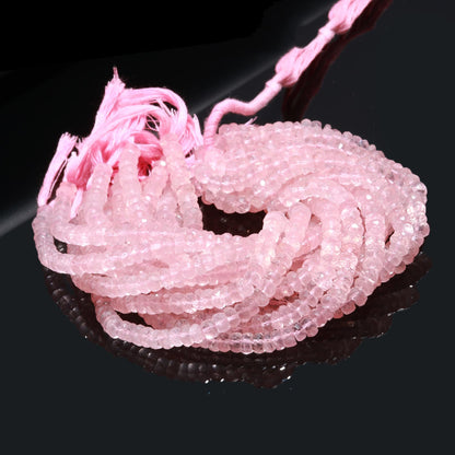 Natural Rose Quartz Faceted Rondelle Beads 6-7 MM Rose Quartz Rondelle Beads Faceted Rose Quartz Beads for Handmade Designer Jewelry Making