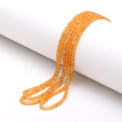 RARE Yellow Sapphire Faceted Rondelle Beads 3-3.5 MM Natural Yellow Sapphire Faceted 17" Beads for Handmade Designer Jewelry Necklace Making