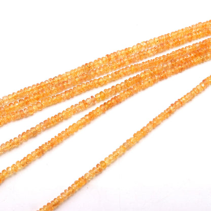 RARE Yellow Sapphire Faceted Rondelle Beads 3-3.5 MM Natural Yellow Sapphire Faceted 17" Beads for Handmade Designer Jewelry Necklace Making