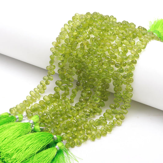 Top Quality Peridot 4x6-5x7 MM Teardrop Faceted Beads Deep Green Natural Peridot Teardrop Beads for Special Handmade Designer Jewelry Making