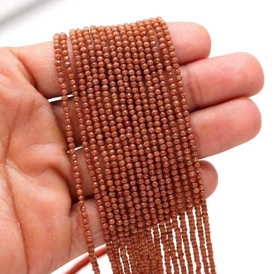 5 Strands Sunstone Faceted Rondelle Beads 2-2.5 MM Natural Sunstone Rondelle Beads 13" Strand Sparkly Sunstone for Designer Jewelry Making