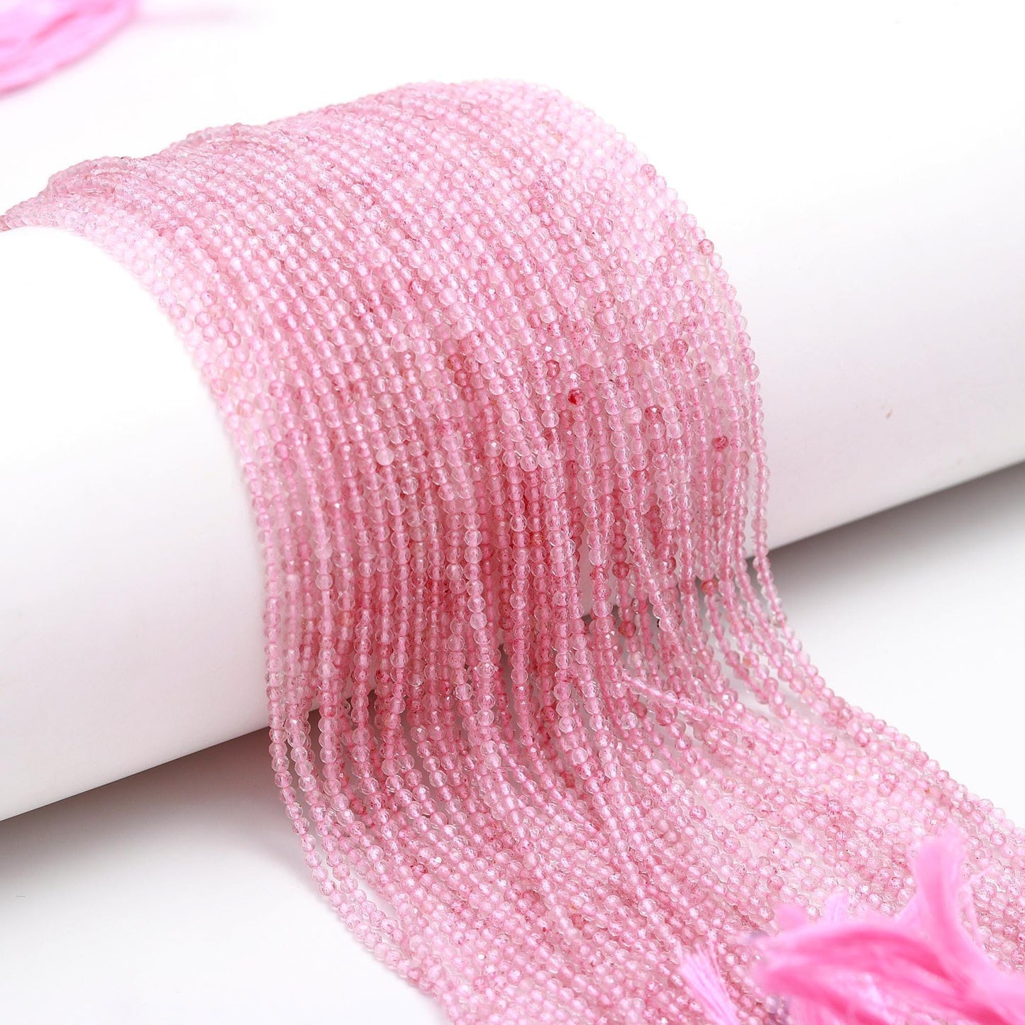 5 Strands Pink Strawberry Faceted Rondelle Beads 2-2.5 MM Natural Strawberry Rondelle Beads 13" Strand for Handmade Designer Jewelry Making