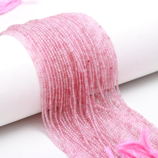 5 Strands Pink Strawberry Faceted Rondelle Beads 2-2.5 MM Natural Strawberry Rondelle Beads 13" Strand for Handmade Designer Jewelry Making