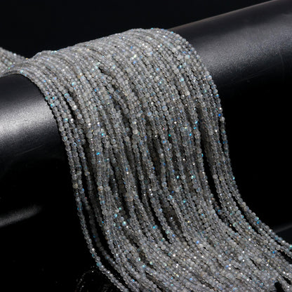 5 Strands Flashy Labradorite Faceted Rondelle Bead 2.5 MM Natural Labradorite Rondelle Beads 13" Strand Black Moonstone for Jewelry Making