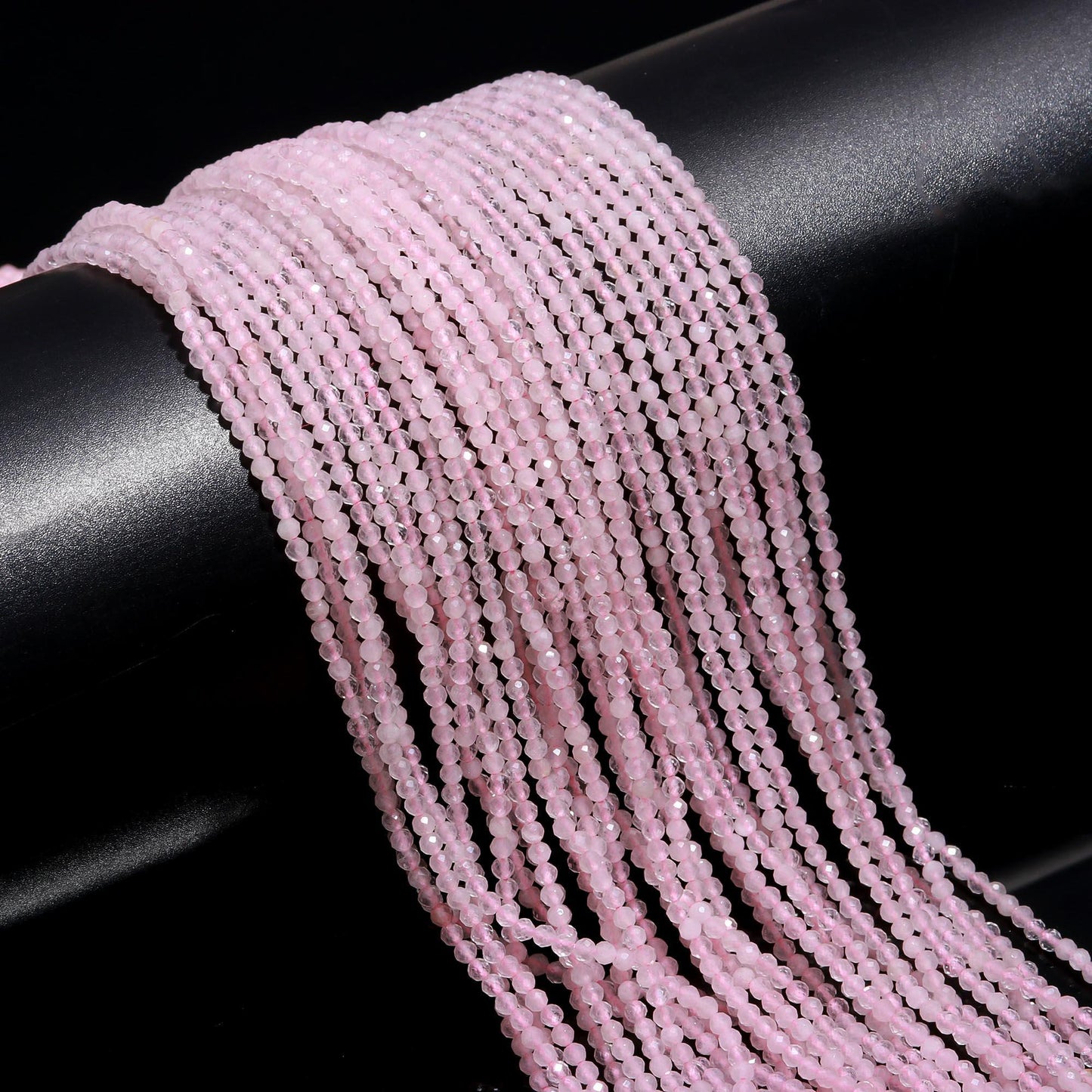 5 Strands Rose Quartz Faceted Rondelle Beads 2.5 MM Natural Rose Quartz Rondelle Beads 13" Strand Rose Quartz for Designer Jewelry Craft