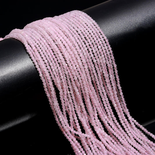 5 Strands Rose Quartz Faceted Rondelle Beads 2.5 MM Natural Rose Quartz Rondelle Beads 13" Strand Rose Quartz for Designer Jewelry Craft