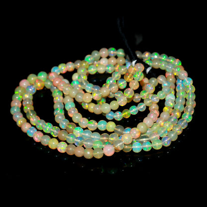 Multi Fire Ethiopian Opal Smooth Rondelle Beads 4-4.5 MM Ethiopian Opal Rondelle Beads Natural Flashy Rainbow Opal Bead 16” EO Gemstone Bead