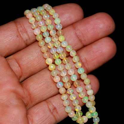 Multi Fire Ethiopian Opal Smooth Rondelle Beads 4-4.5 MM Ethiopian Opal Rondelle Beads Natural Flashy Rainbow Opal Bead 16” EO Gemstone Bead