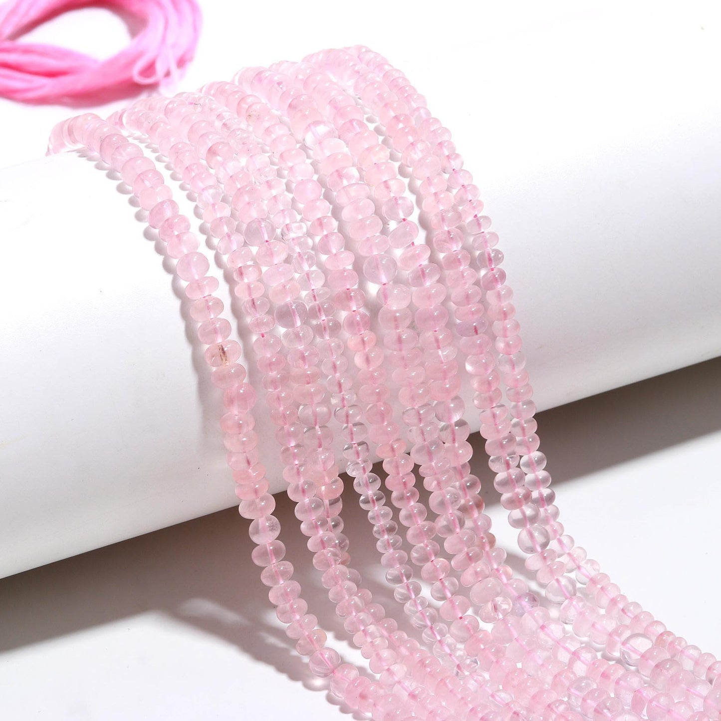 Rose Quartz Smooth Rondelle Natural Rose Quartz 4-5 MM 5-6 MM Rose Quartz Smooth Rondelle Beads for Handmade Jewelry Making Craft & Supplies