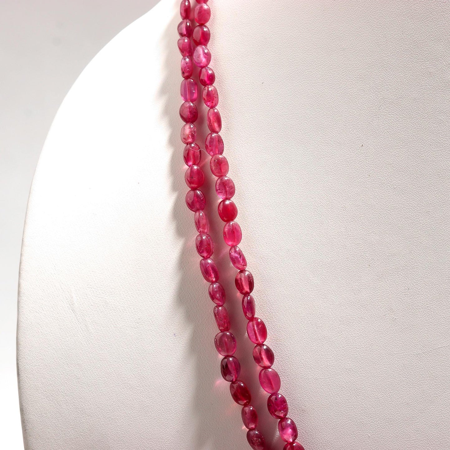 2 Strands Ruby Smooth Oval Beads Necklace 4x6-7x9 MM Ruby Oval Smooth Beads RARE Precious Ruby Beads Jewelry Necklace with adjustable clasp
