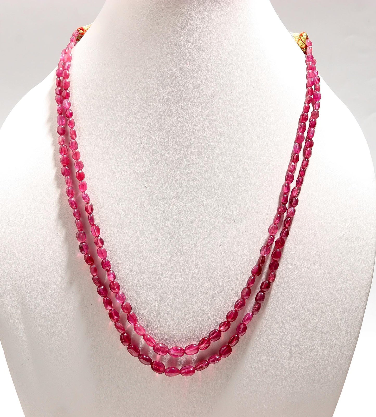 2 Strands Ruby Smooth Oval Beads Necklace 4x6-7x9 MM Ruby Oval Smooth Beads RARE Precious Ruby Beads Jewelry Necklace with adjustable clasp