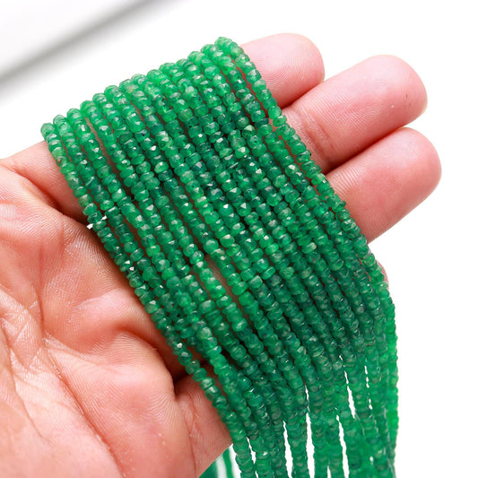 Excellent Natural Zambia Emerald Faceted Rondelle Beads 3-4 MM Precious Emerald Rondelle Bead 16" for Handmade Designer Jewelry Making Craft