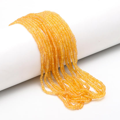 Excellent Yellow Sapphire Faceted Rondelle Beads 3-3.5 MM Natural Yellow Sapphire Faceted Bead for Handmade Designer Jewelry Necklace Making