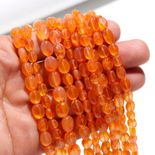 Carnelian Oval Shape Beads Natural Carnelian Oval Shape Gemstone Smooth Beads for Handmade Jewelry Necklace Earrings Bracelet Making Craft