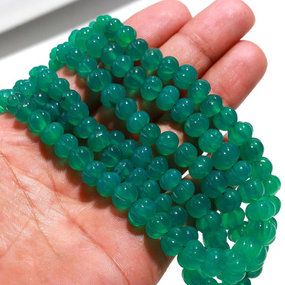 Green Onyx Pumpkin Hand Carved Beads Natural Green Onyx Pumpkin Curved Beads 5-9 MM Green Onyx Pumpkin Carved Bead for Jewelry Making Craft