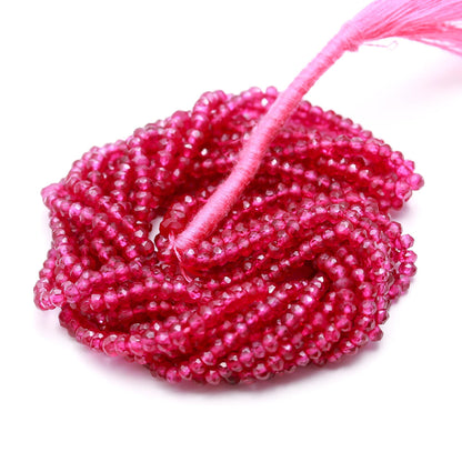 AAA+ Ruby Faceted Rondelle Beads 3-4 MM Ruby Faceted Beads Pink Red Ruby Beads for Handmade Designer Jewelry Making Craft & Bijoux Supplies