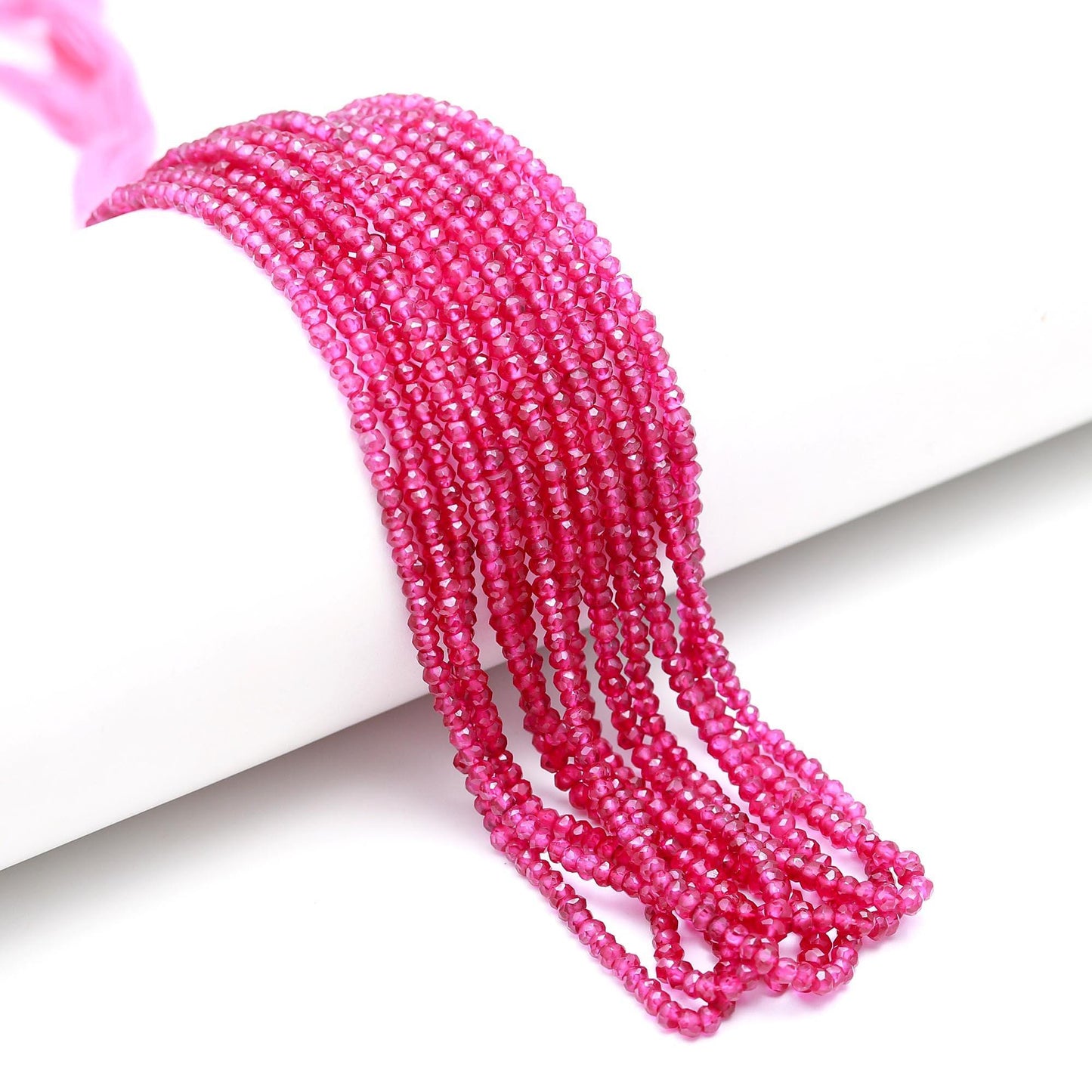 AAA+ Ruby Faceted Rondelle Beads 3-4 MM Ruby Faceted Beads Pink Red Ruby Beads for Handmade Designer Jewelry Making Craft & Bijoux Supplies