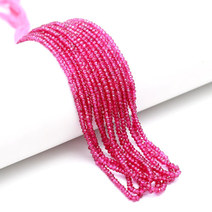 AAA+ Ruby Faceted Rondelle Beads 3-4 MM Ruby Faceted Beads Pink Red Ruby Beads for Handmade Designer Jewelry Making Craft & Bijoux Supplies