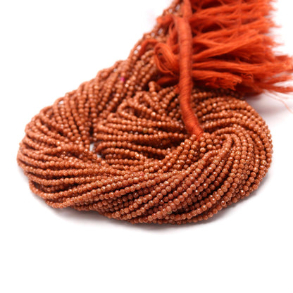 5 Strands Sunstone Faceted Rondelle Beads 2-2.5 MM Natural Sunstone Rondelle Beads 13" Strand Sparkly Sunstone for Designer Jewelry Making
