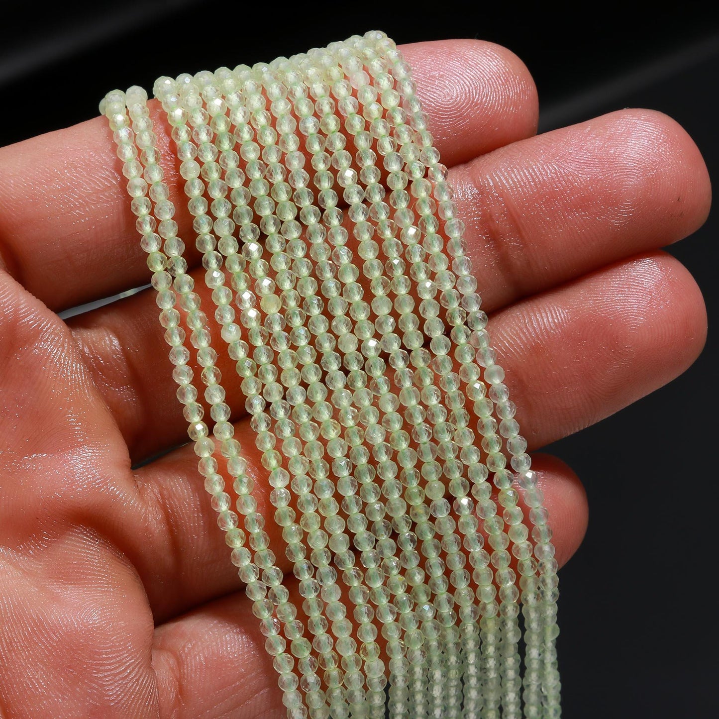 5 Strands Prehnite Faceted Rondelle Beads 2-2.5 MM Natural Prehnite Rondelle Beads 13" Strand Prehnite for Handmade Designer Jewelry Making