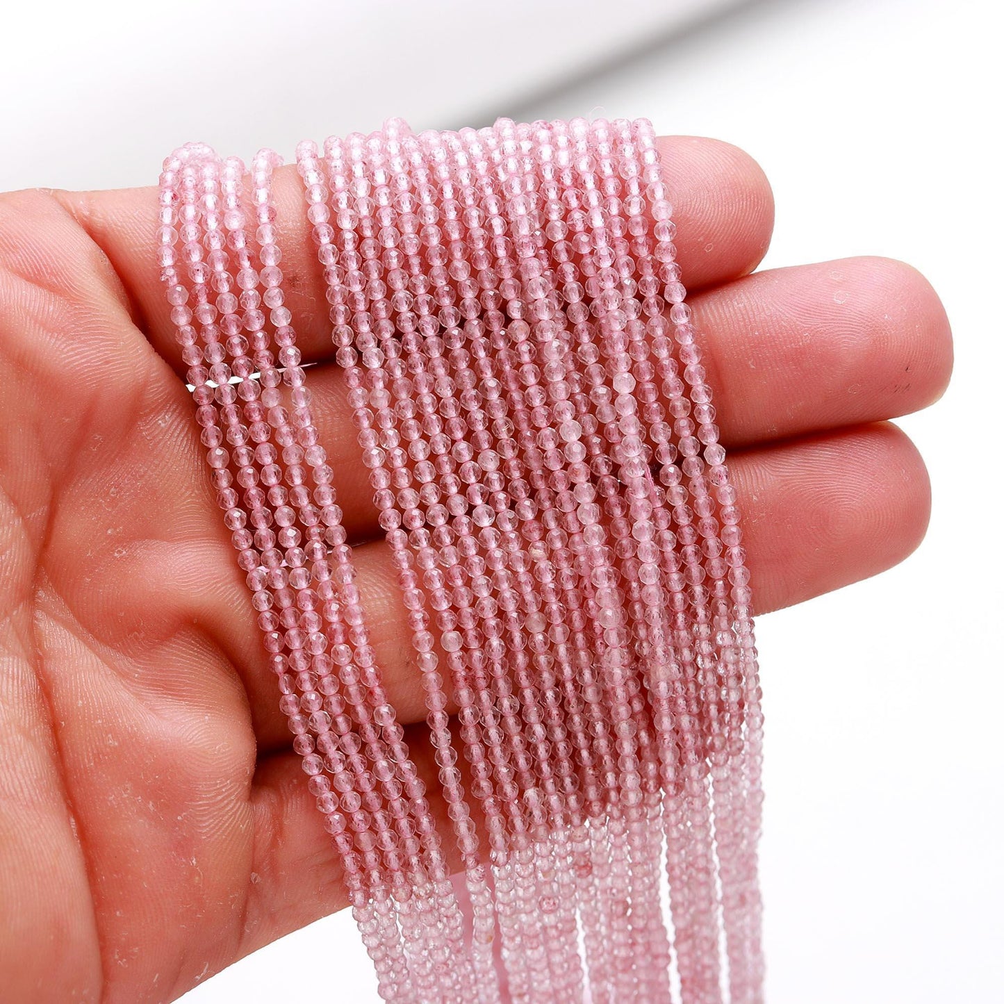 5 Strands Pink Strawberry Faceted Rondelle Beads 2-2.5 MM Natural Strawberry Rondelle Beads 13" Strand for Handmade Designer Jewelry Making