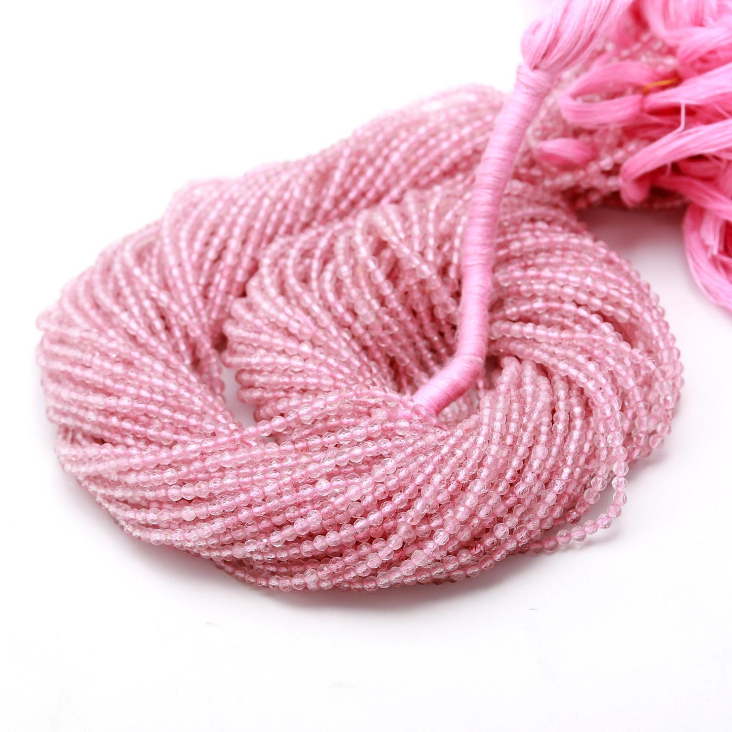 5 Strands Pink Strawberry Faceted Rondelle Beads 2-2.5 MM Natural Strawberry Rondelle Beads 13" Strand for Handmade Designer Jewelry Making