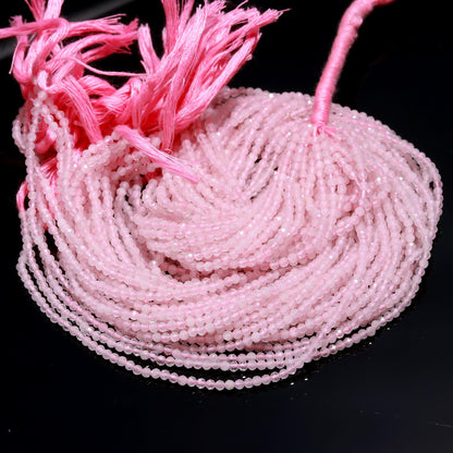 5 Strands Rose Quartz Faceted Rondelle Beads 2.5 MM Natural Rose Quartz Rondelle Beads 13" Strand Rose Quartz for Designer Jewelry Craft