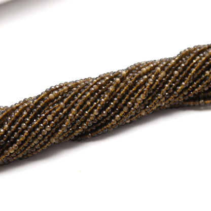 5 Strands Green Cat's Eye Faceted Rondelle Beads 2.5 MM Natural Cat's Eye Rondelle Beads 13" Strand for Handmade Designer Jewelry Making