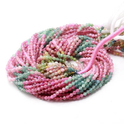 Multi Tourmaline Faceted Round Beads Natural  Multi Tourmaline Round Beads 3 MM Tourmaline Beads for Handmade Designer Jewelry Making Craft