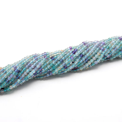 5 Strands Multi Fluorite Faceted Rondelle Beads 2-2.5 MM Natural Multi Fluorite Rondelle Beads 13" Strand for Designer Jewelry Making Craft