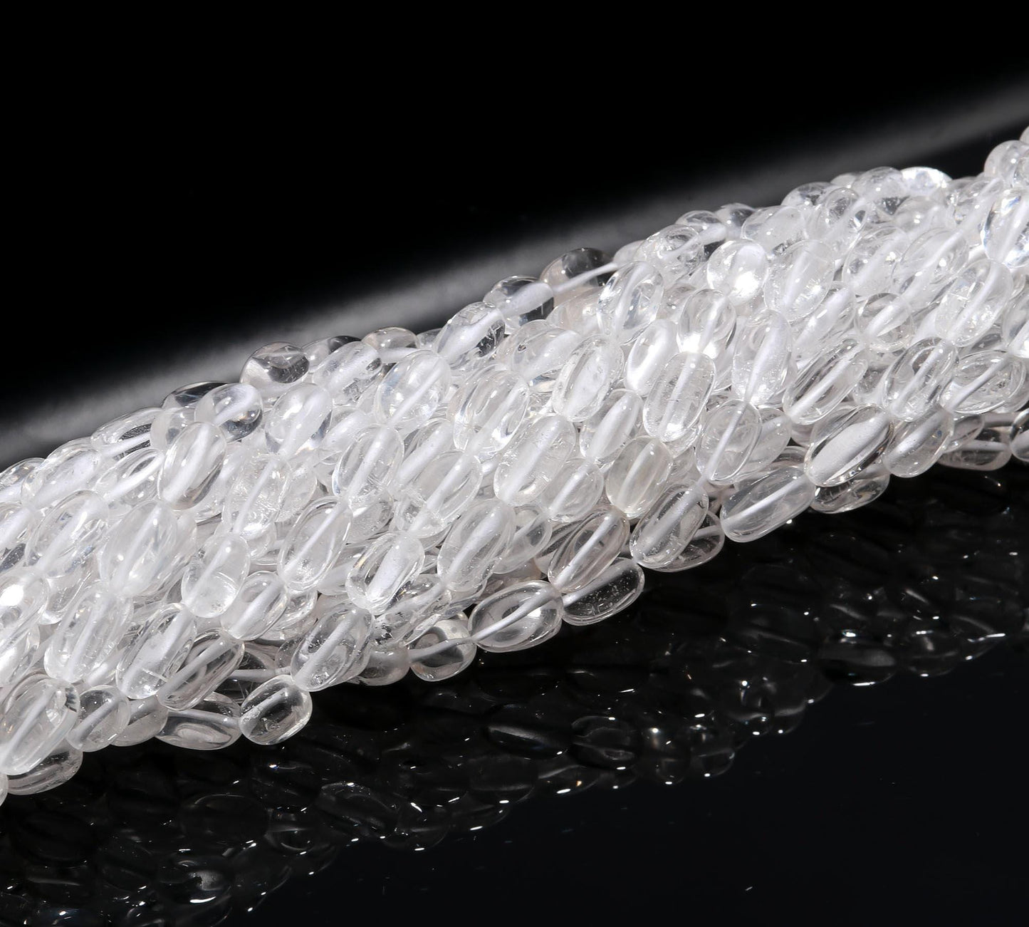 3 Strands Crystal Quartz Smooth Oval Beads 5x7 - 6x9 MM Natural Clear Crystal Quartz Smooth Oval Beads for Handmade Designer Jewelry Making